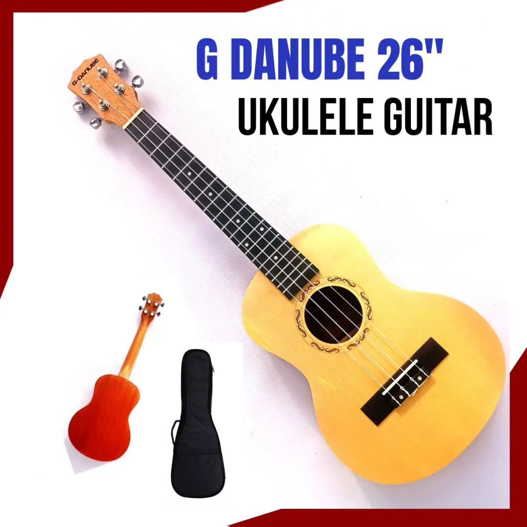 G DANUBE 26'' Tenor Ukulele Guitar(Natural)With Free Gig Bag